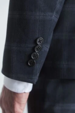Next Navy Blue Slim Fit Flannel Check Suit: Jacket -Cheap Drape Nova Store U59 713s7
