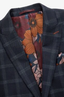 Next Navy Blue Slim Fit Flannel Check Suit: Jacket -Cheap Drape Nova Store U59 713s9
