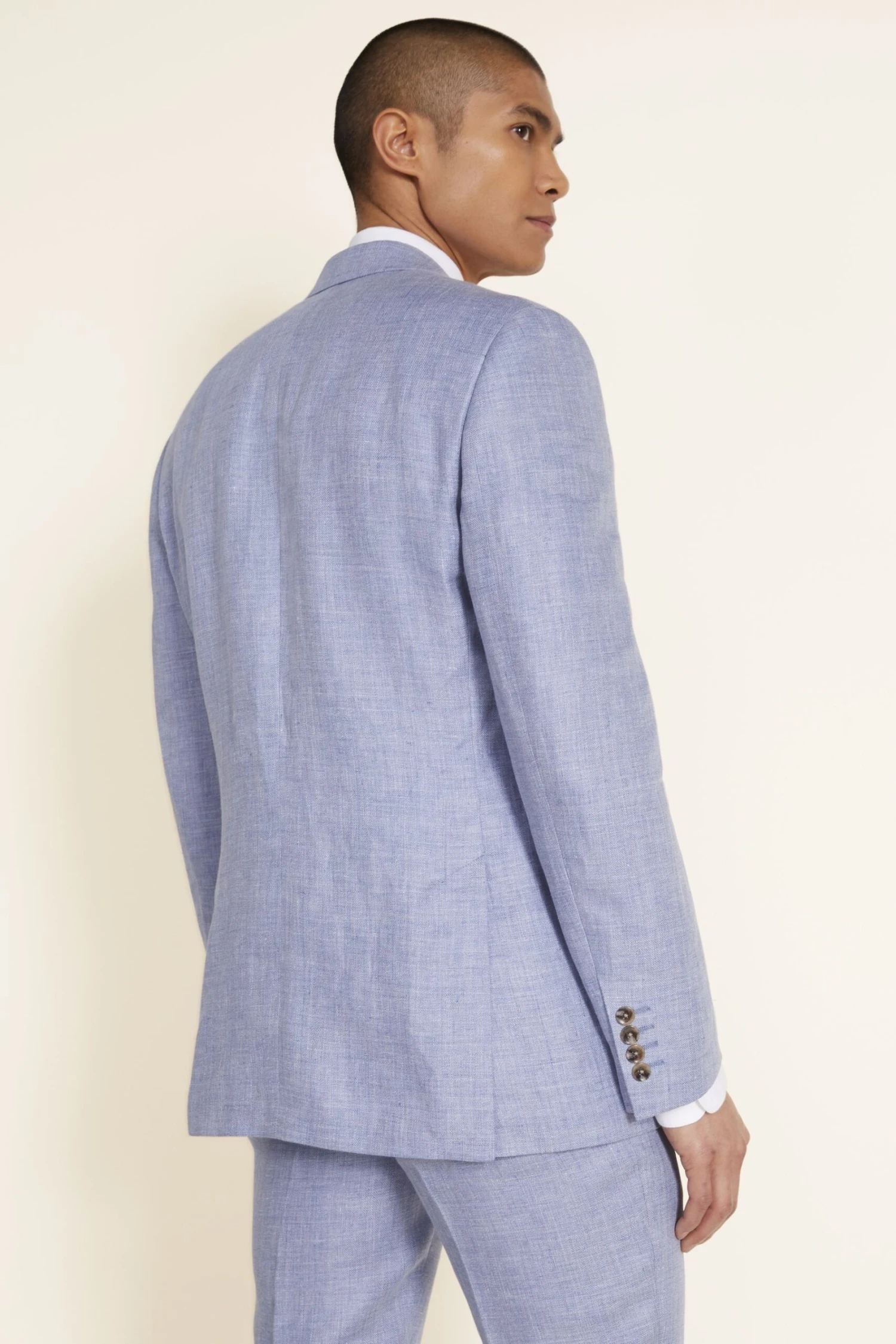 MOSS Blue Tailored Fit Dusty Linen Jacket 4 MOSS Blue Tailored Fit Dusty Linen Jacket - Image 2