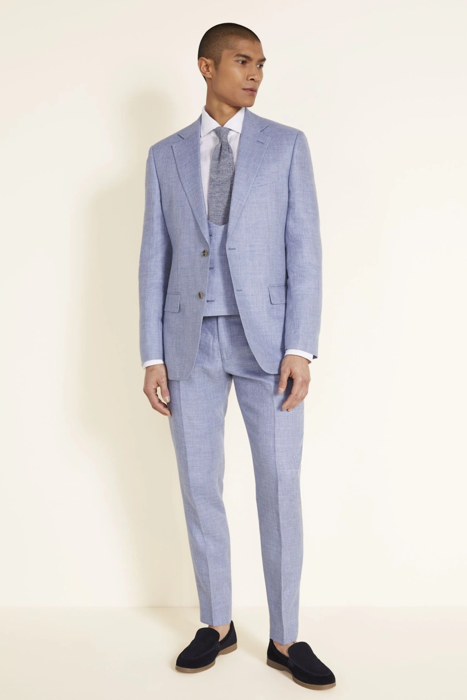 MOSS Blue Tailored Fit Dusty Linen Jacket 6 MOSS Blue Tailored Fit Dusty Linen Jacket - Image 4