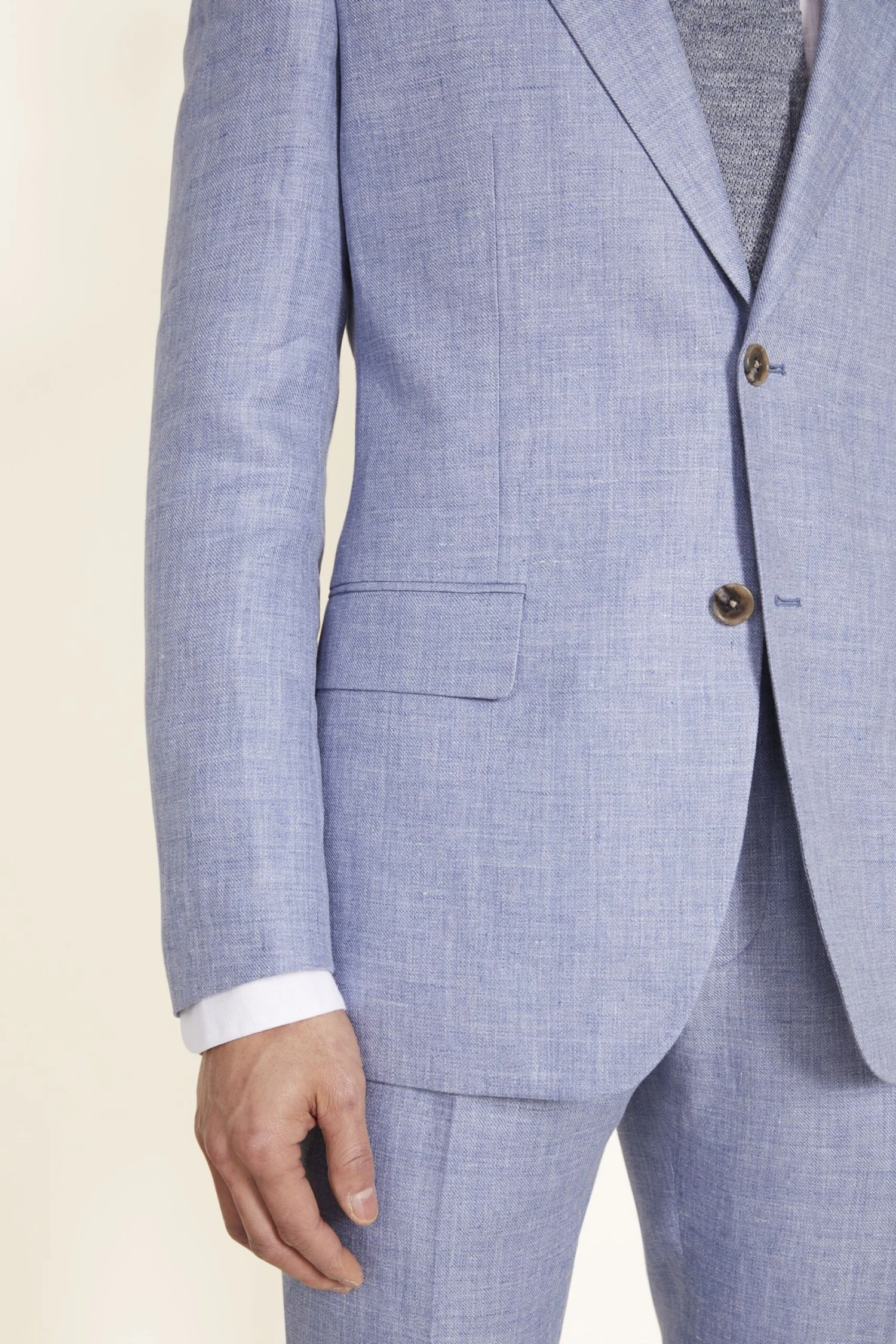 MOSS Blue Tailored Fit Dusty Linen Jacket 7 MOSS Blue Tailored Fit Dusty Linen Jacket - Image 5