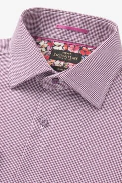 Next Burgundy Red Puppytooth Slim Fit Double Cuff Signature Trimmed Shirt 18 Next Burgundy Red Puppytooth Slim Fit Double Cuff Signature Trimmed Shirt -Cheap Drape Nova Store U68 548s8