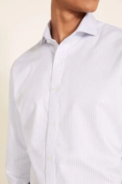 MOSS Tailored Fit Sky Blue Single Cuff Twill Stripe Non-Iron Shirt 8 MOSS Tailored Fit Sky Blue Single Cuff Twill Stripe Non-Iron Shirt -Cheap Drape Nova Store U68543s3