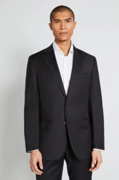 MOSS X Cerutti Black Tailored Fit Twill Suit: Jacket
