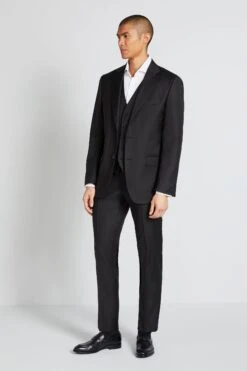 MOSS X Cerutti Black Tailored Fit Twill Suit: Jacket 9 MOSS X Cerutti Black Tailored Fit Twill Suit: Jacket -Cheap Drape Nova Store U72 914s3