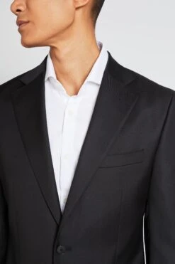 MOSS X Cerutti Black Tailored Fit Twill Suit: Jacket 11 MOSS X Cerutti Black Tailored Fit Twill Suit: Jacket -Cheap Drape Nova Store U72 914s5