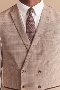 Next Taupe Skinny Fit Check Suit: Jacket -Cheap Drape Nova Store U79 044s5