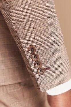 Next Taupe Skinny Fit Check Suit: Jacket -Cheap Drape Nova Store U79 044s6