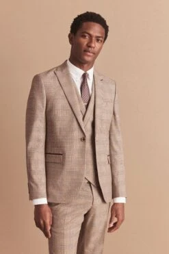 Next Taupe Skinny Fit Check Suit: Jacket -Cheap Drape Nova Store U79 044s7