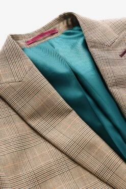 Next Taupe Skinny Fit Check Suit: Jacket -Cheap Drape Nova Store U79 044s9