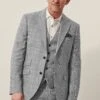 Next Mid Grey Tailored Fit Wool Blend Check Suit: Jacket -Cheap Drape Nova Store U79 062s