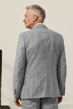 Next Mid Grey Tailored Fit Wool Blend Check Suit: Jacket -Cheap Drape Nova Store U79 062s3