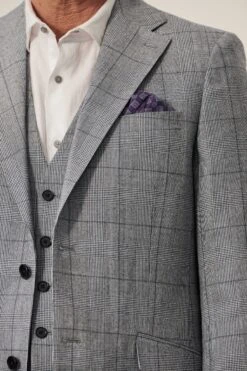Next Mid Grey Tailored Fit Wool Blend Check Suit: Jacket -Cheap Drape Nova Store U79 062s5