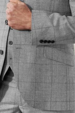 Next Mid Grey Tailored Fit Wool Blend Check Suit: Jacket -Cheap Drape Nova Store U79 062s6
