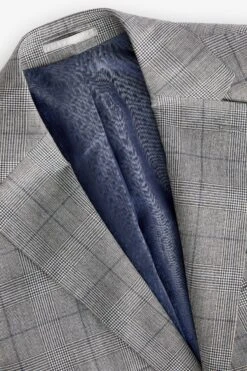 Next Mid Grey Tailored Fit Wool Blend Check Suit: Jacket -Cheap Drape Nova Store U79 062s8