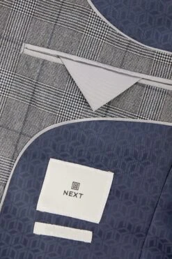 Next Mid Grey Tailored Fit Wool Blend Check Suit: Jacket -Cheap Drape Nova Store U79 062s9