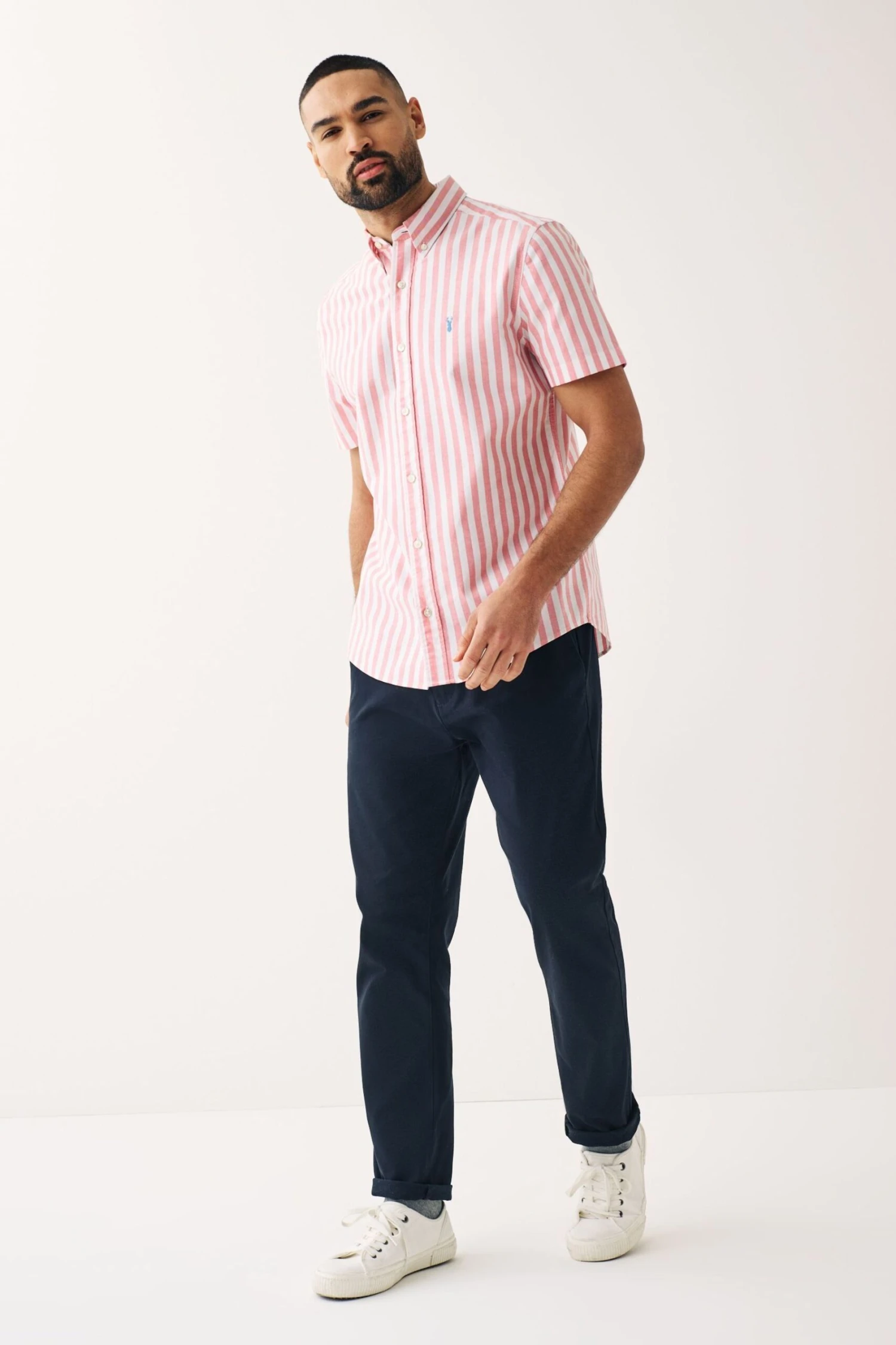 Next Short Sleeve Stripe Oxford Shirt 4 Next Short Sleeve Stripe Oxford Shirt - Image 2
