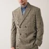 Next Taupe Brown Relaxed Fit Check Double Breasted Suit: Jacket -Cheap Drape Nova Store U95 911s