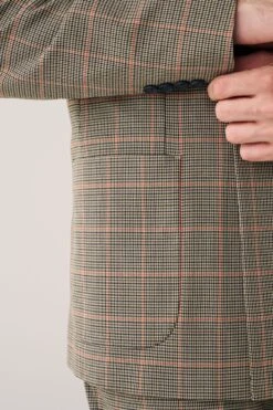 Next Taupe Brown Relaxed Fit Check Double Breasted Suit: Jacket -Cheap Drape Nova Store U95 911s5