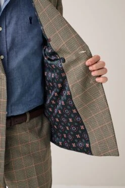 Next Taupe Brown Relaxed Fit Check Double Breasted Suit: Jacket -Cheap Drape Nova Store U95 911s6