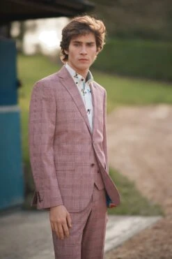 Next Pink Tailored Fit Check Suit: Jacket -Cheap Drape Nova Store U95 936s2